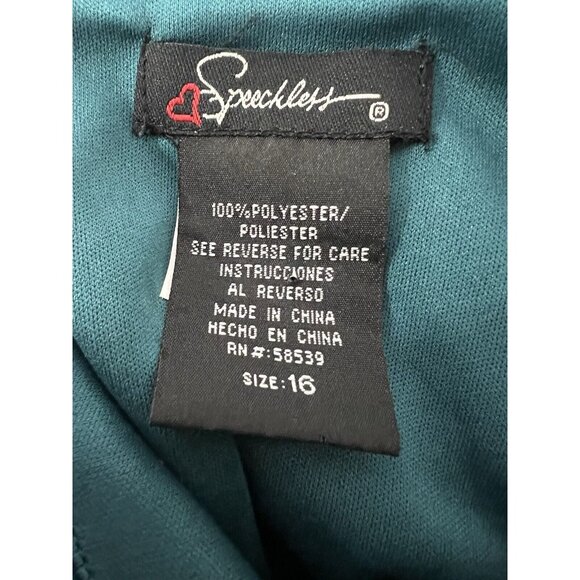 Vtg Y2K Speechless Dress Girl 16 Teal Handkerchief Hem Glitter Fairy Whimsigoth - Picture 9 of 10